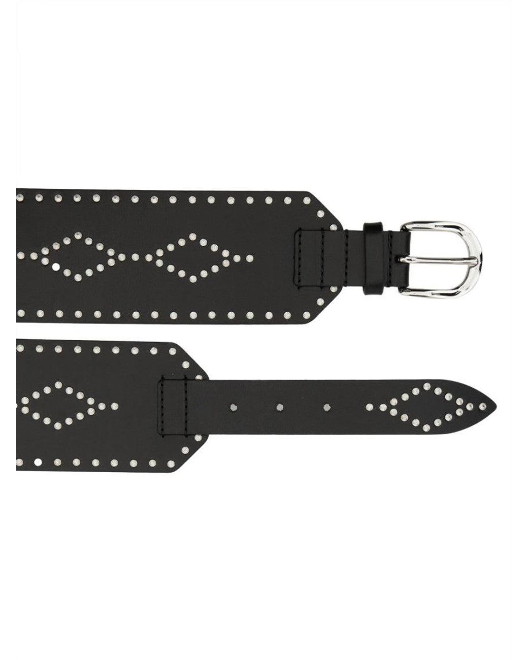 Isabel Marant Black Studded Buckle Belt
