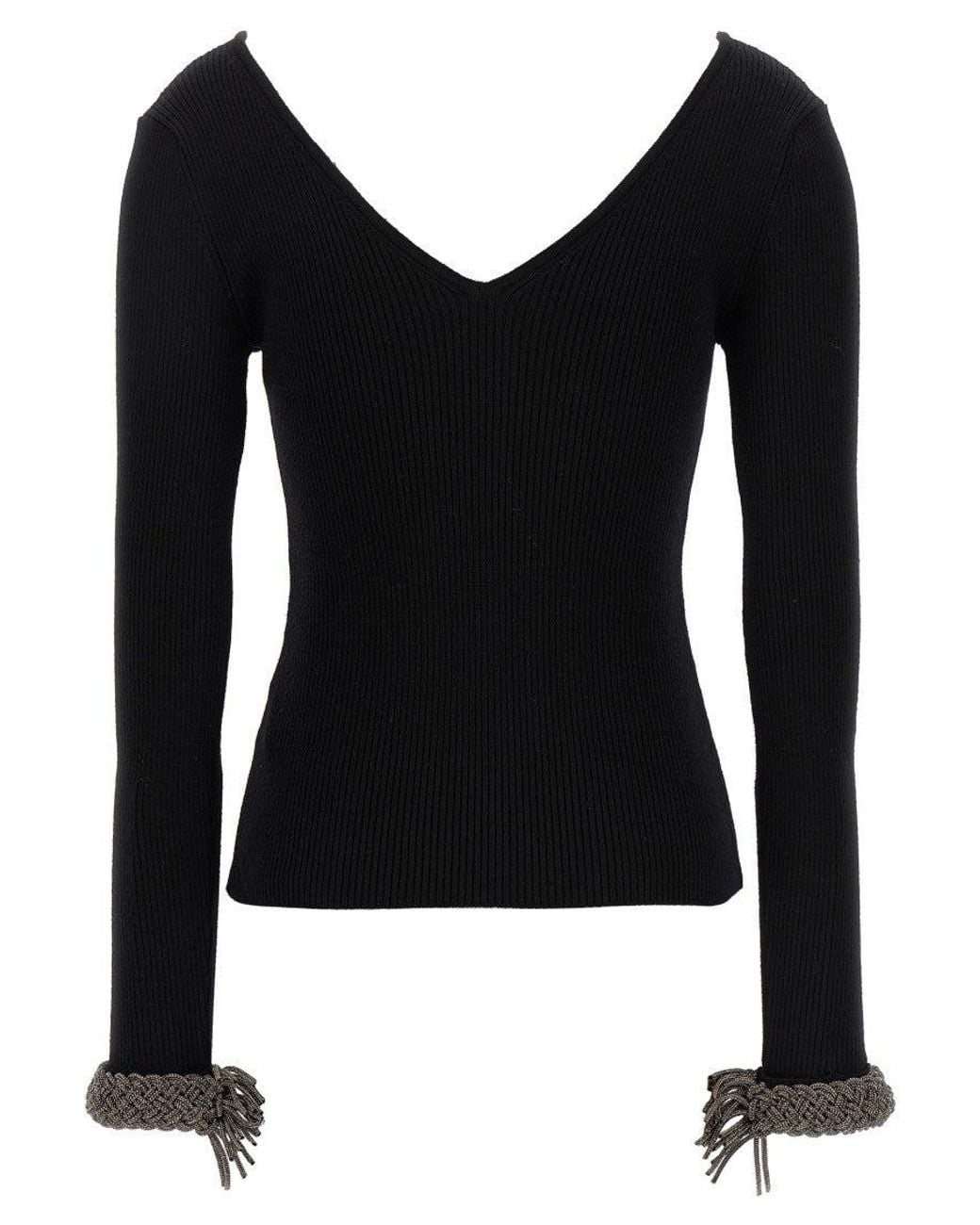 GIUSEPPE DI MORABITO Black Jewel Cuffs Sweater