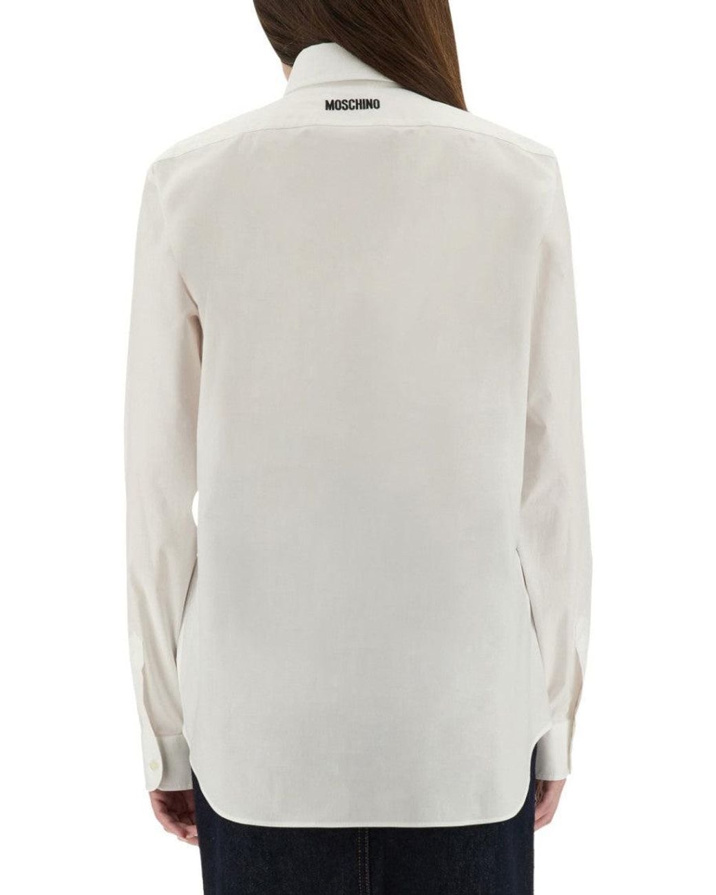 Moschino White Regular Embroidered Shirt