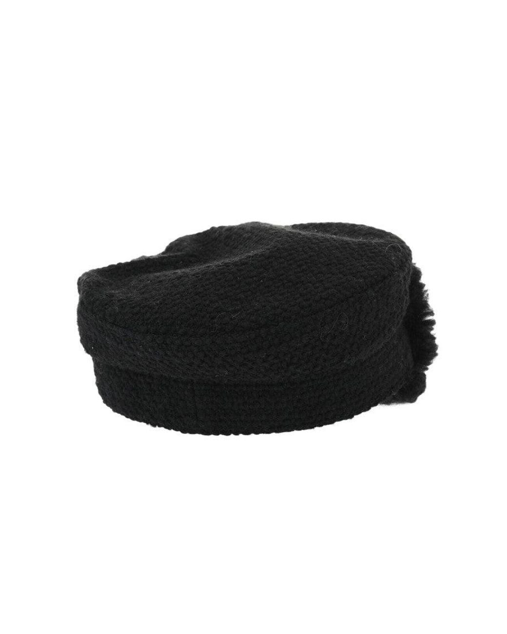 Moncler Black Textured Breton Hat