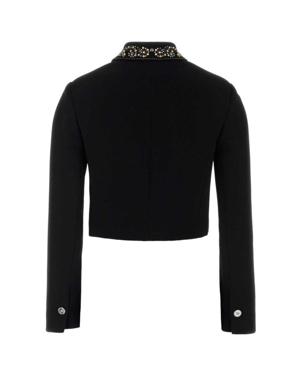 Versace Black Embellished Shirt Collar Jacket