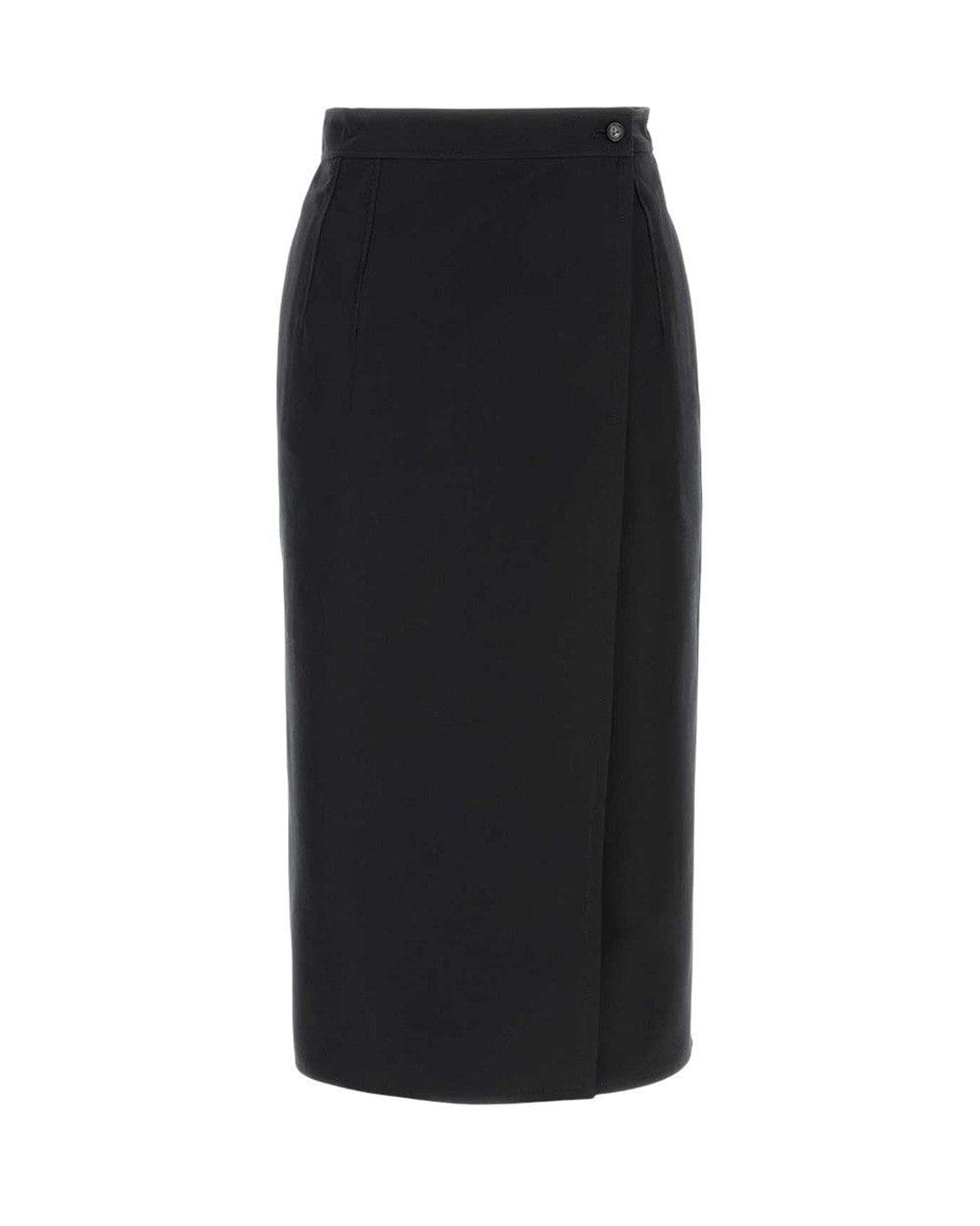 Bottega Veneta Black Solid Midi Skirt