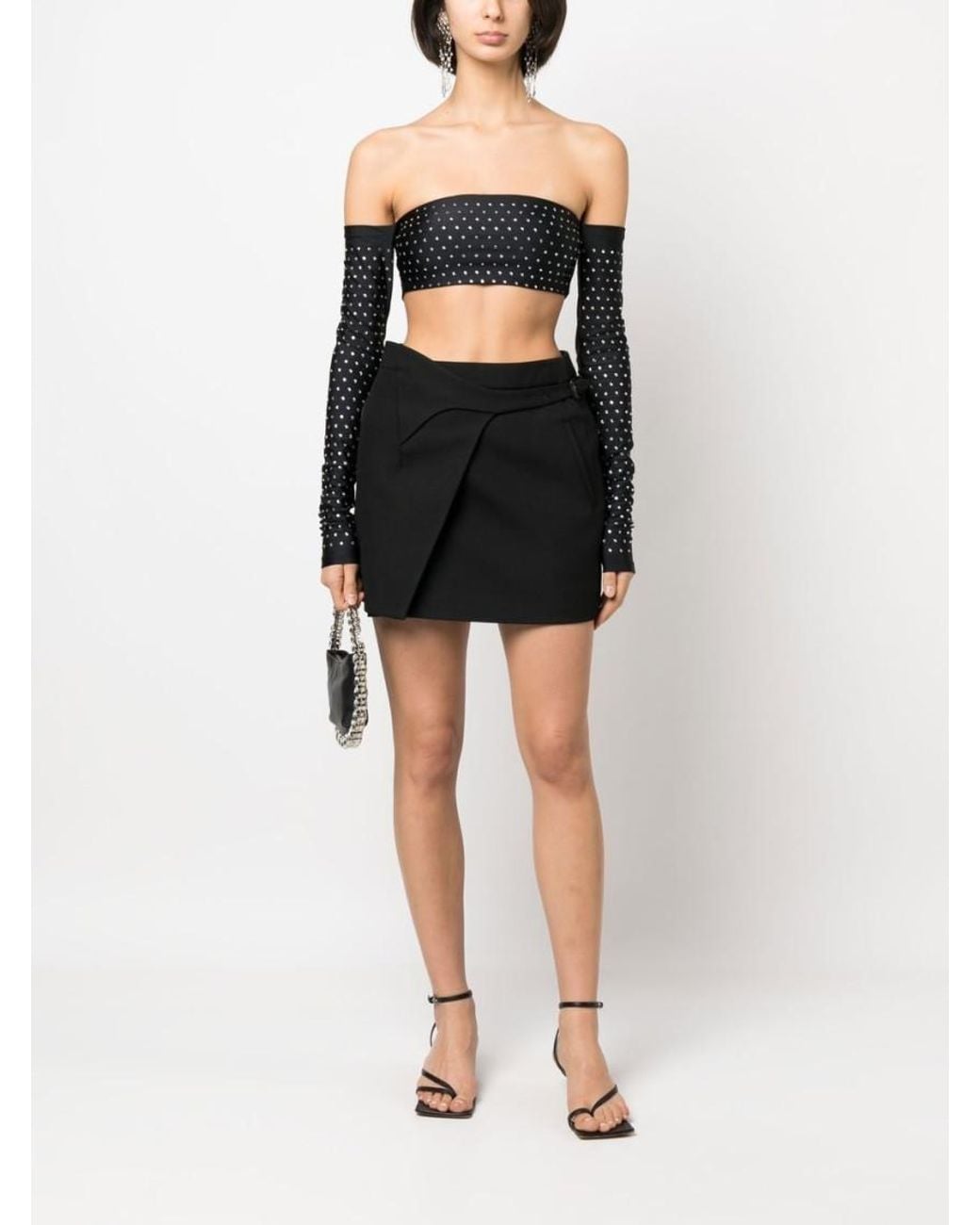 ANDAMANE Black Crystal Crop Top