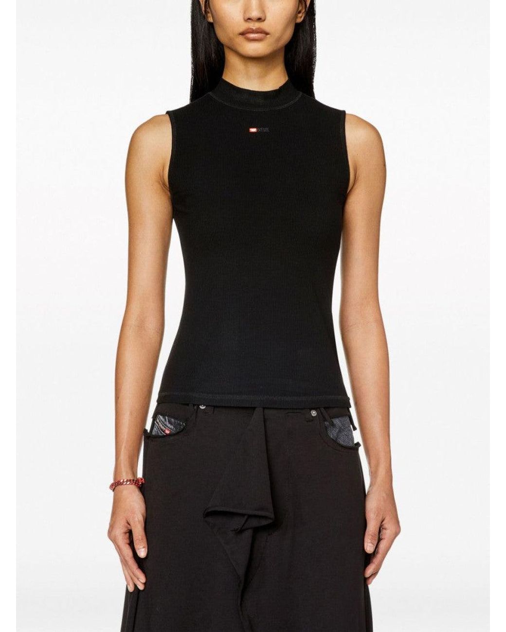 DIESEL Black T-Mokky Embroidered Tank Top