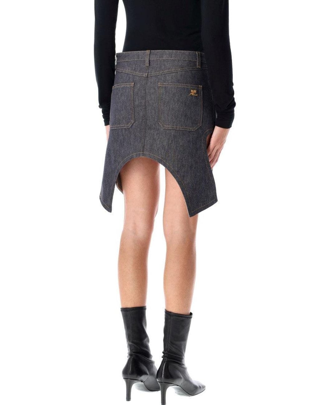 Courreges Black Asymmetric Mini Skirt