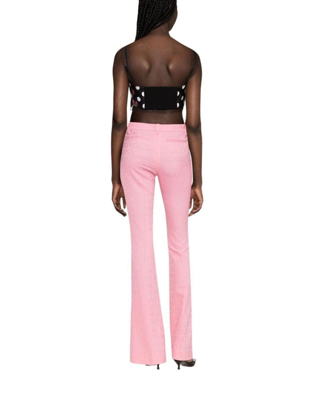 Versace Pink Light Flared Flat Front Pants