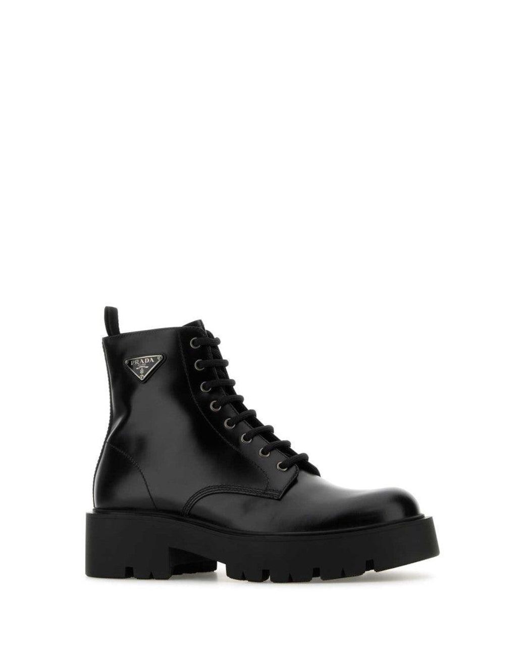 Prada Black Leather Ankle Boots for men