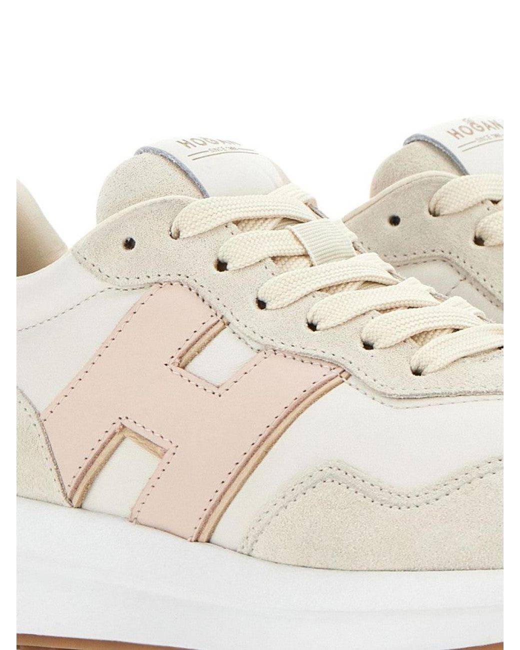 Hogan White Color Block Sneakers