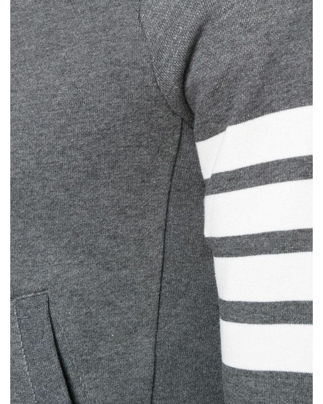 Thom Browne Gray Logo Stripes Hoodie for men
