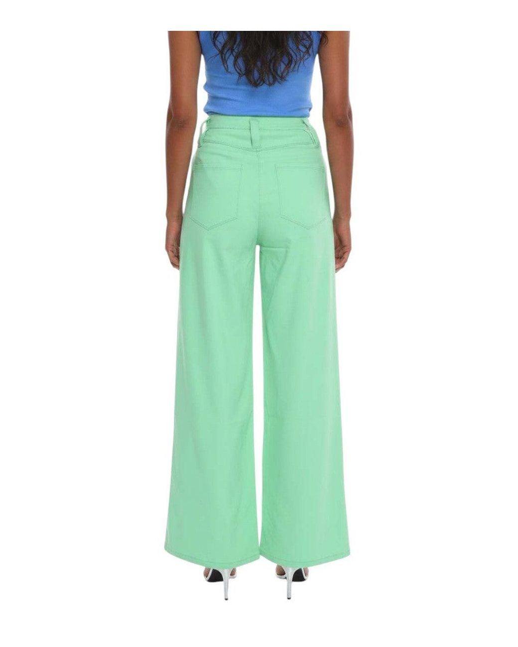 ROTATE BIRGER CHRISTENSEN Green Flared Pleated Pants