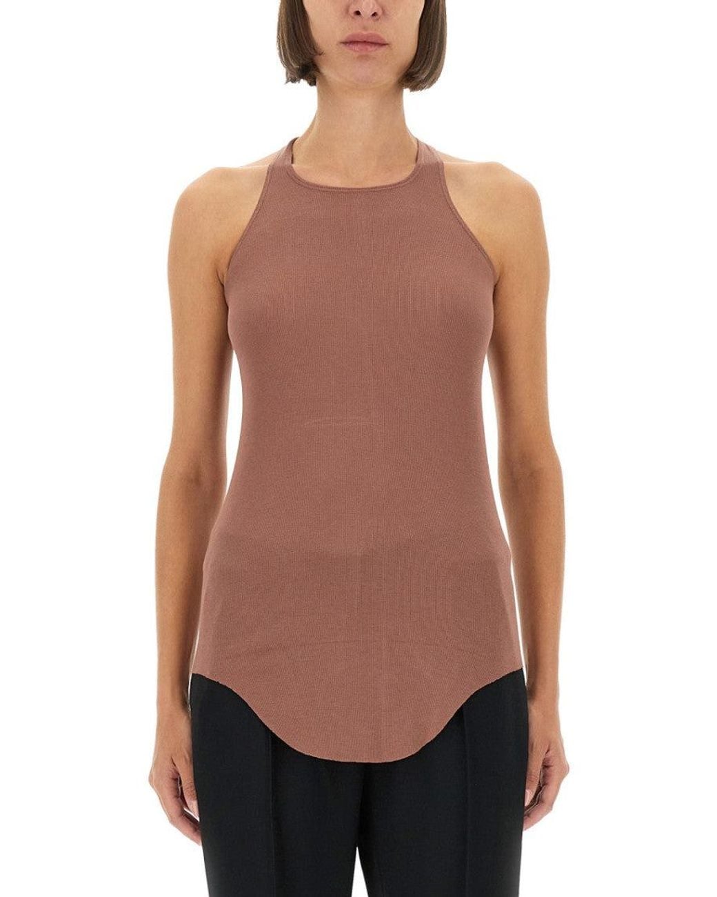 Rick Owens Pink Solid Halter Neck Top