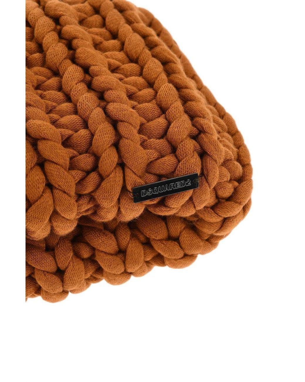 DSquared² Brown Knitted Beanie Cap