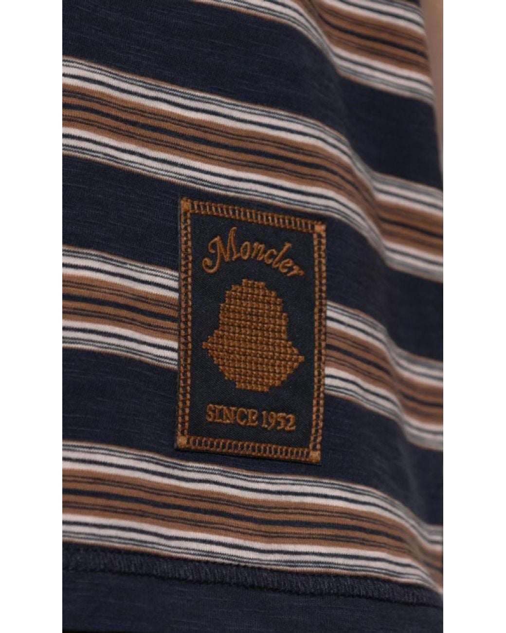 Moncler Blue Stripes Shirt Collar Polo