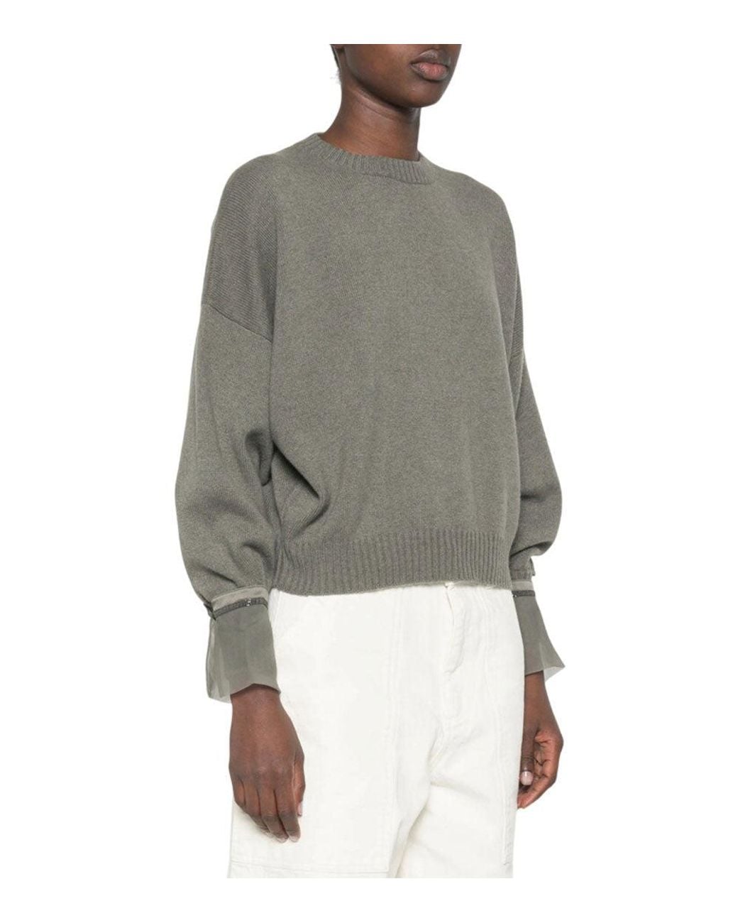 Brunello Cucinelli Gray Crew Neck Sweater