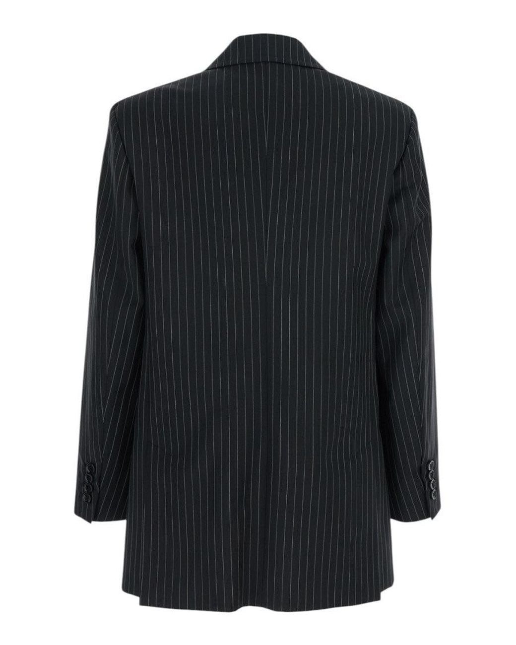 Max Mara Black Stripes Peaked Lapel Blazer