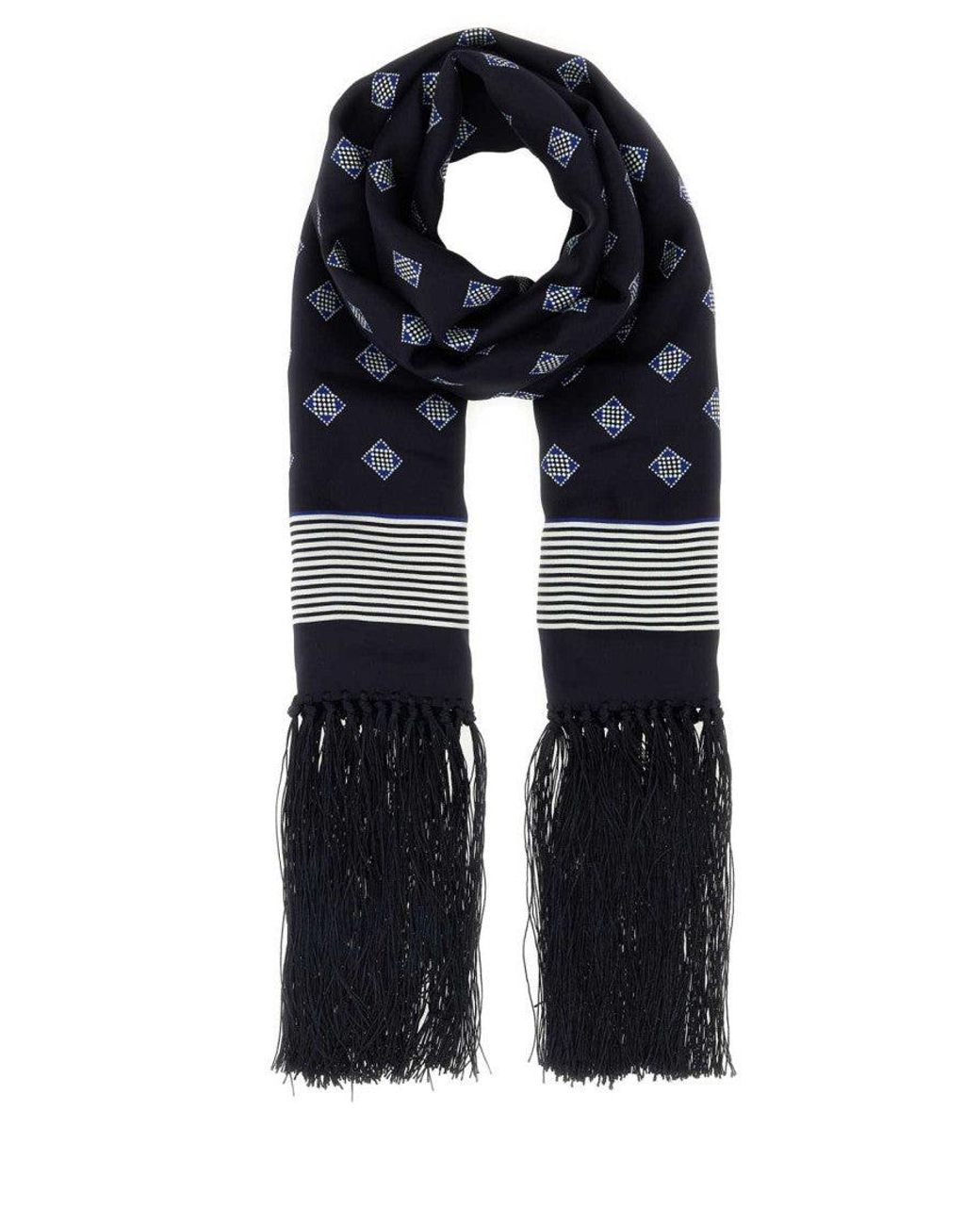 Bode Black Printed Silk Scarf for men