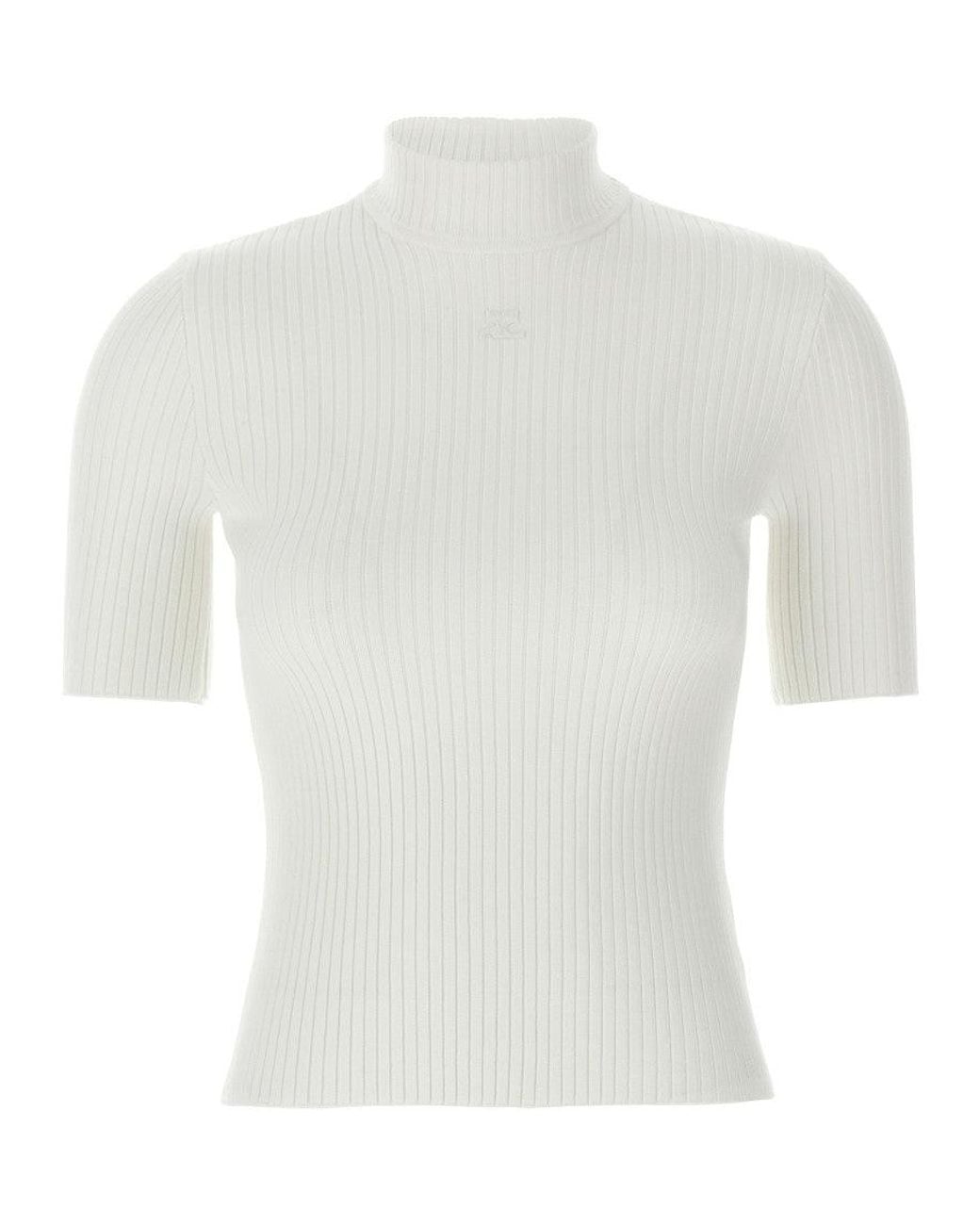 Courreges White Reedition Rib-Knit Sweater