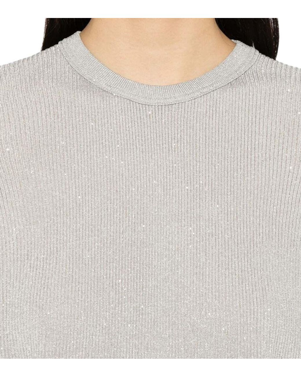 Tom Ford Gray Embellished Crew Neck Top