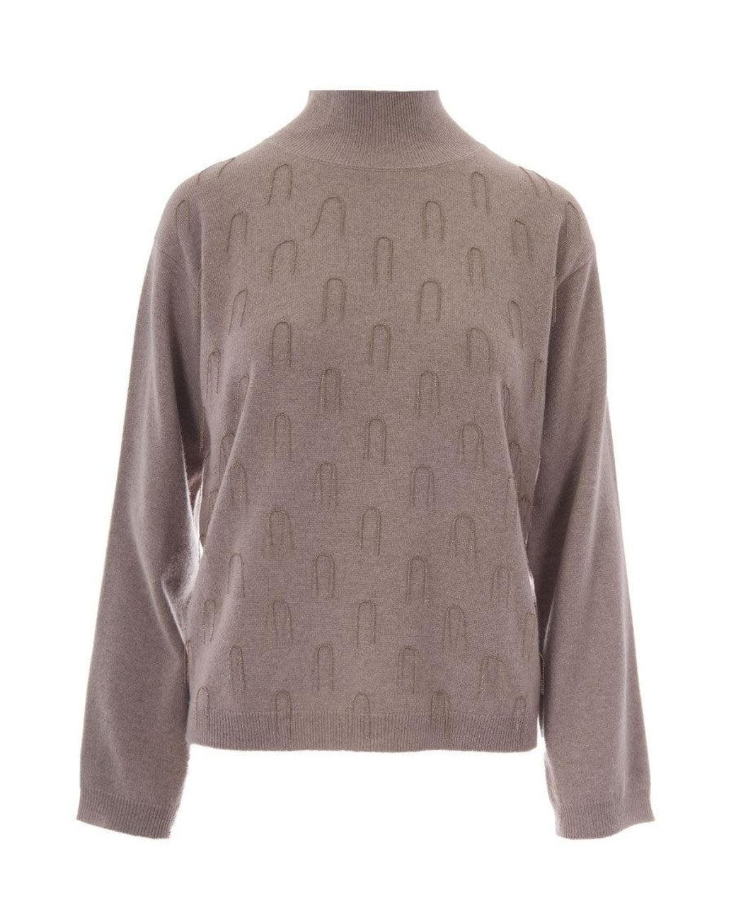Fabiana Filippi Brown Knitted Turtle Neck Sweater