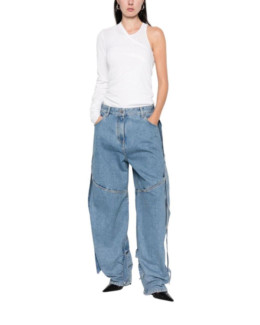 The Attico Blue Sky Loose Mid Rise Jeans