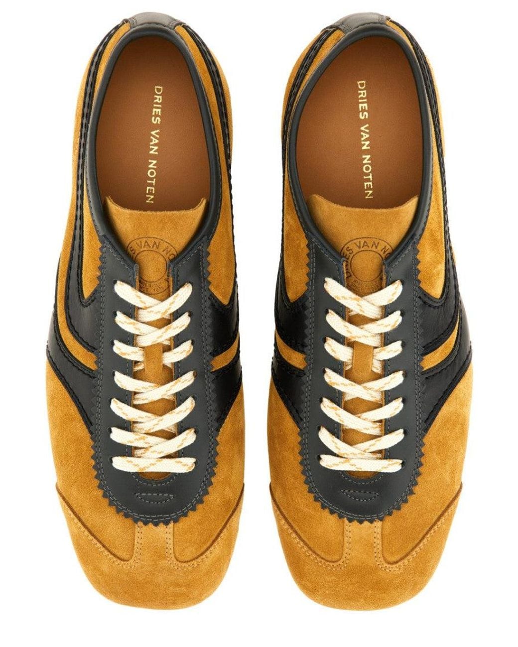 Dries Van Noten Brown Color Block Suede Sneakers for men