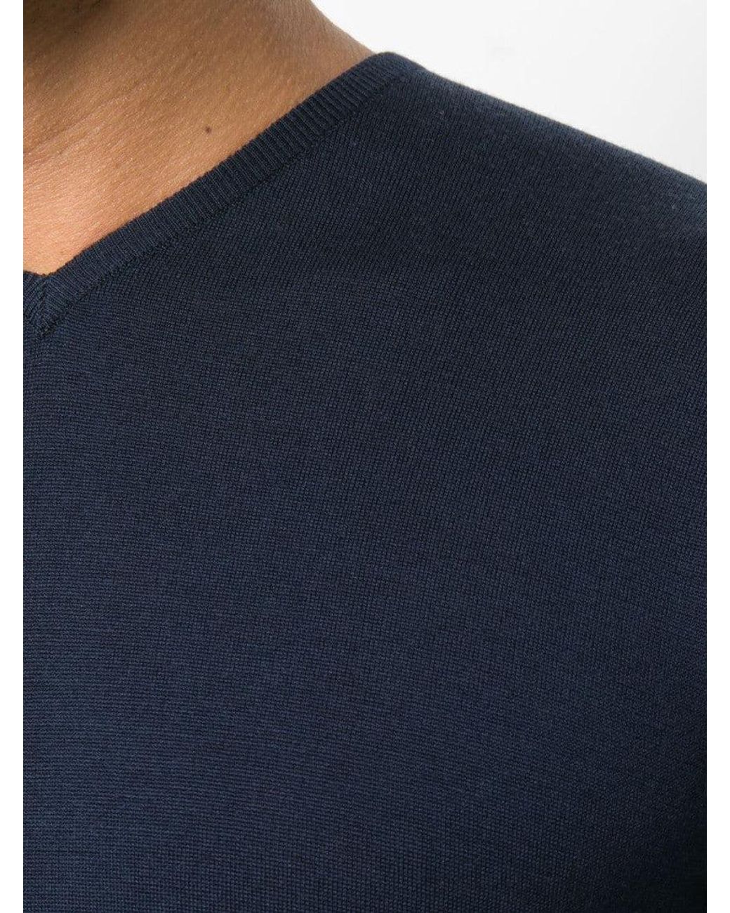 John Smedley Blue V-Neck Sweater for men