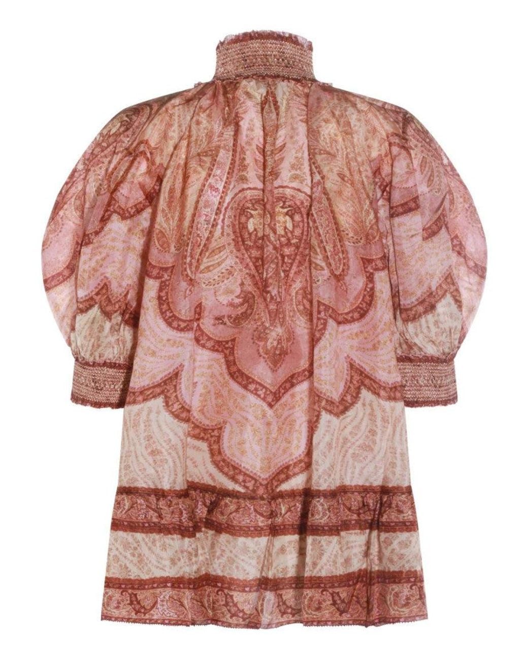 Zimmermann Red Paisley Mandarin Collar Top