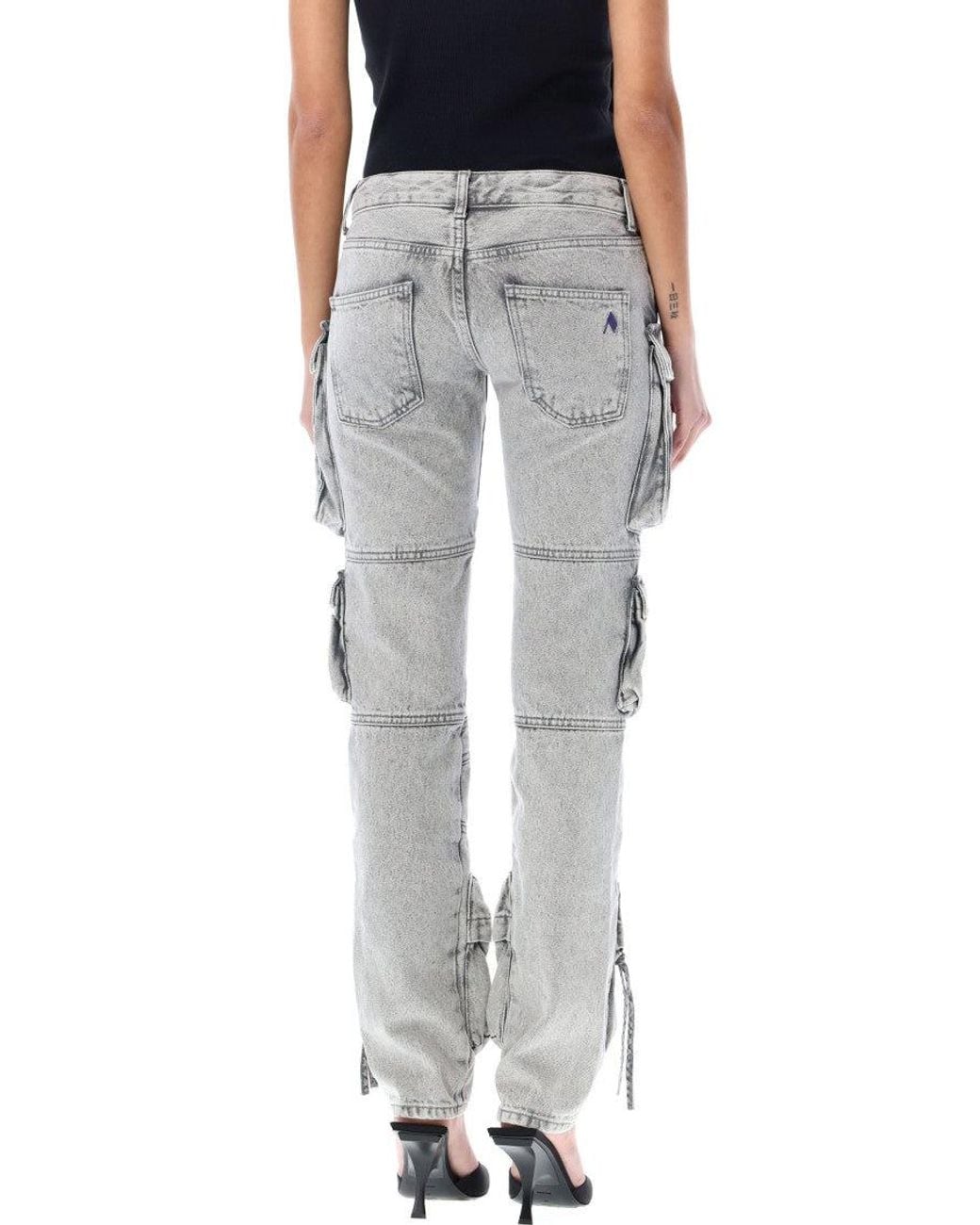 The Attico Gray Oversized Cargo Denim Pants