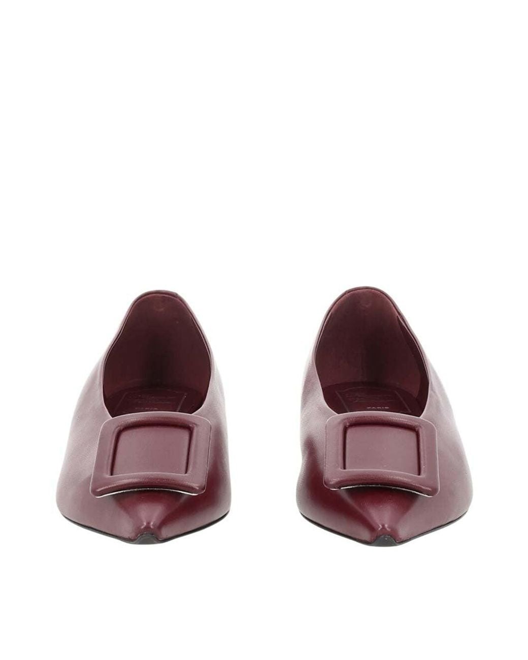 Roger Vivier Purple Burgundy Leather Ballet Flats