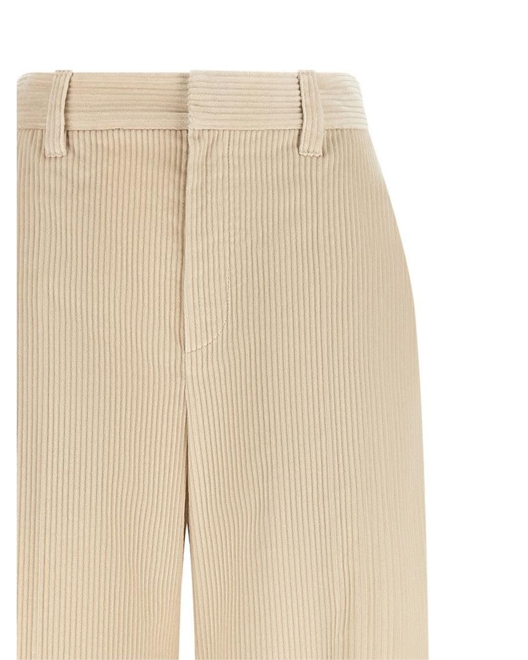 Brunello Cucinelli Natural Loose Flat Front Pants