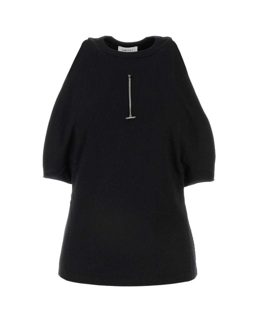 McQueen Black Draped Armhole Top