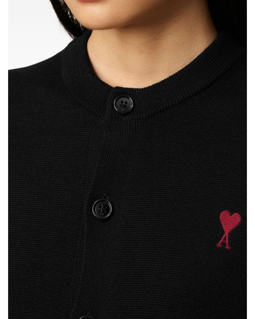 AMI Black Ami De Coeur Wool Cardigan