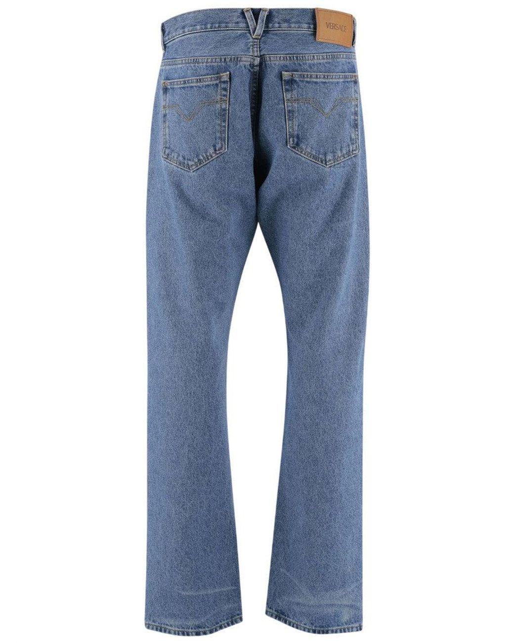 Versace Blue Regular Mid Rise Jeans for men