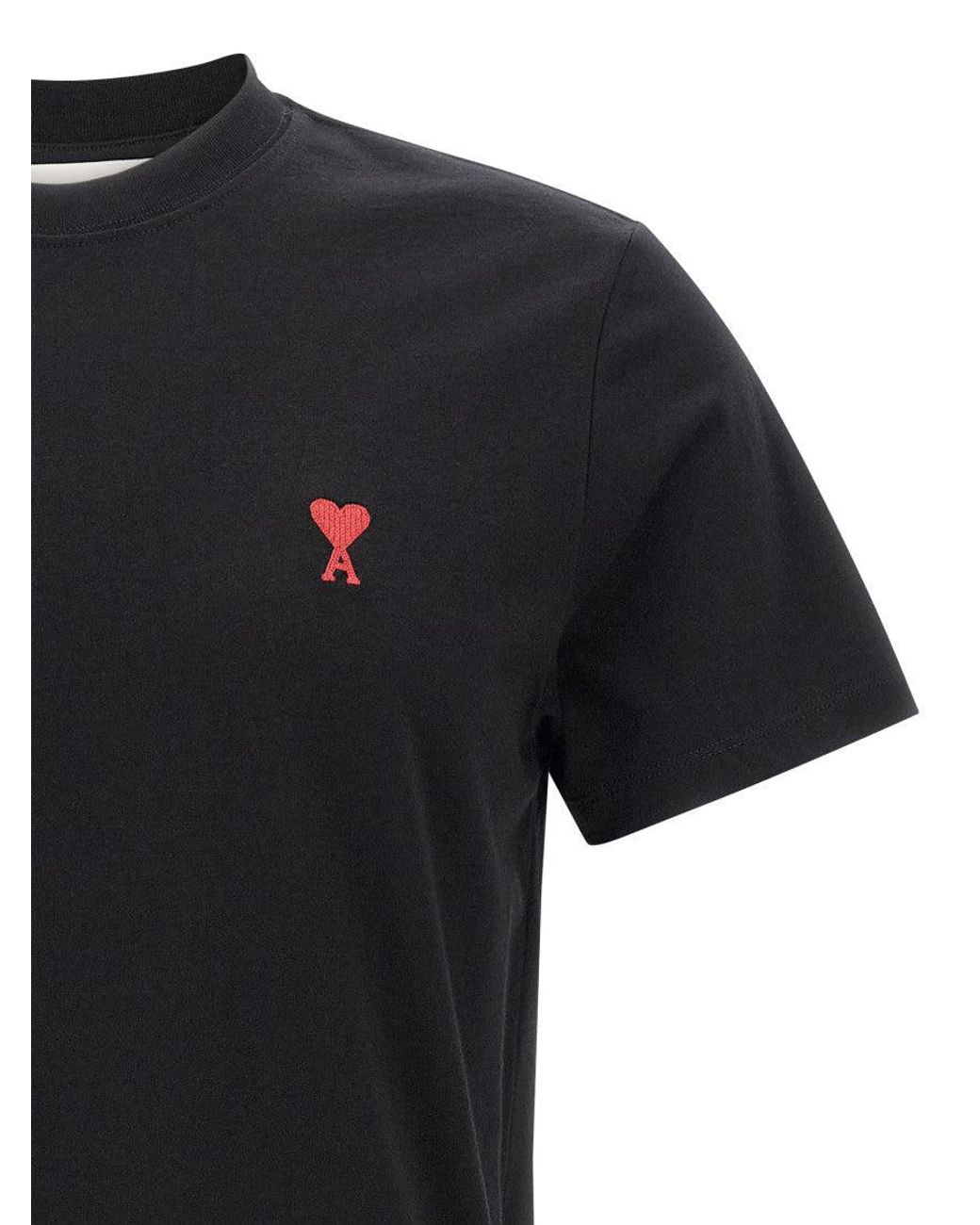 AMI Black Cotton T-Shirt