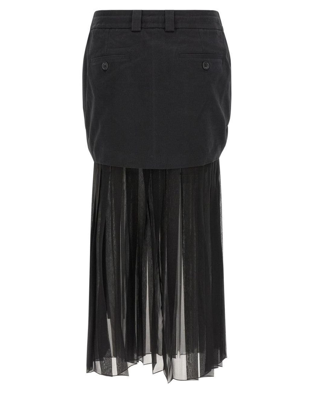 Dolce & Gabbana Black Dolce & Gabbana Twill And Chiffon Skirt