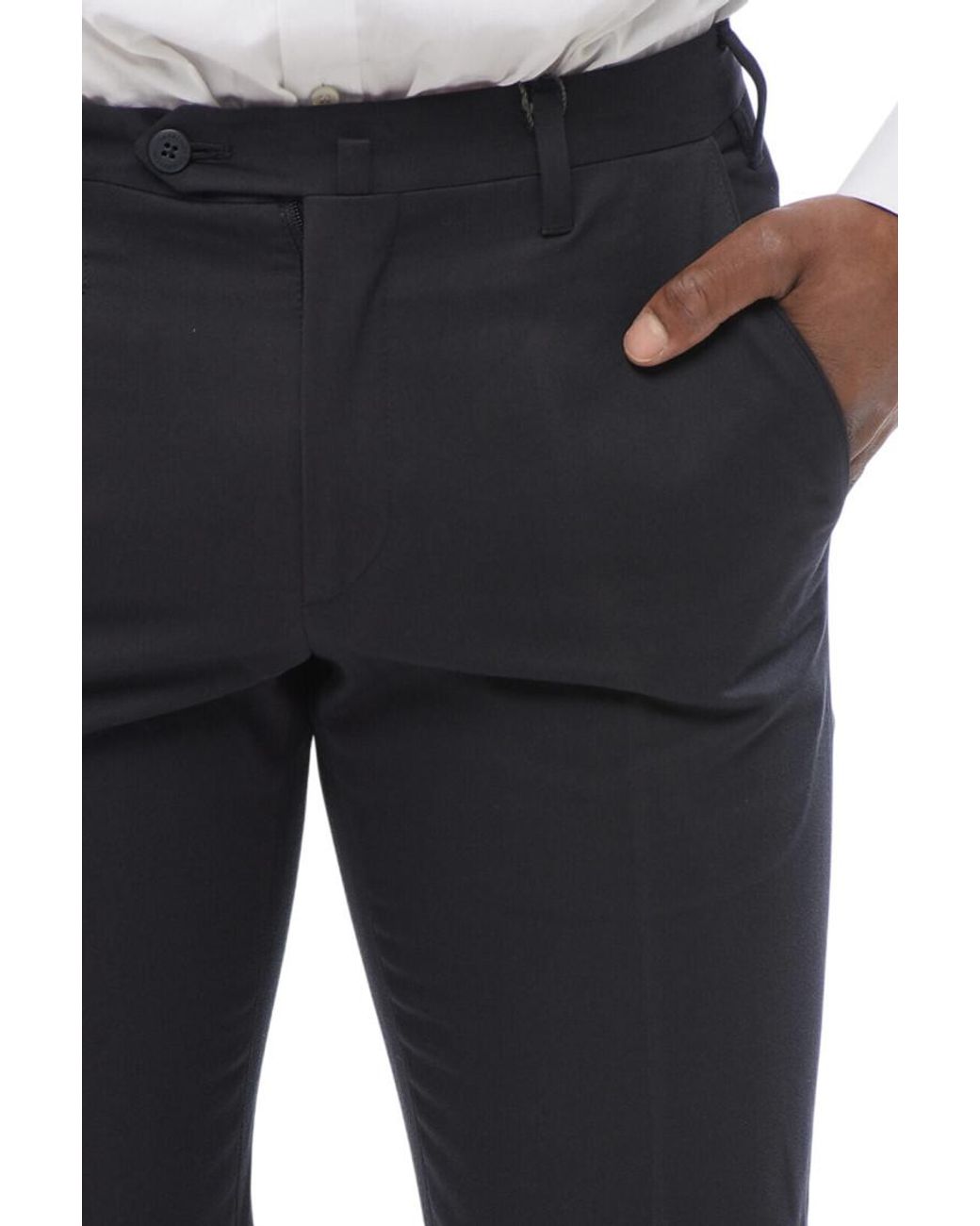 Corneliani Blue Dark Flat Front Pants for men