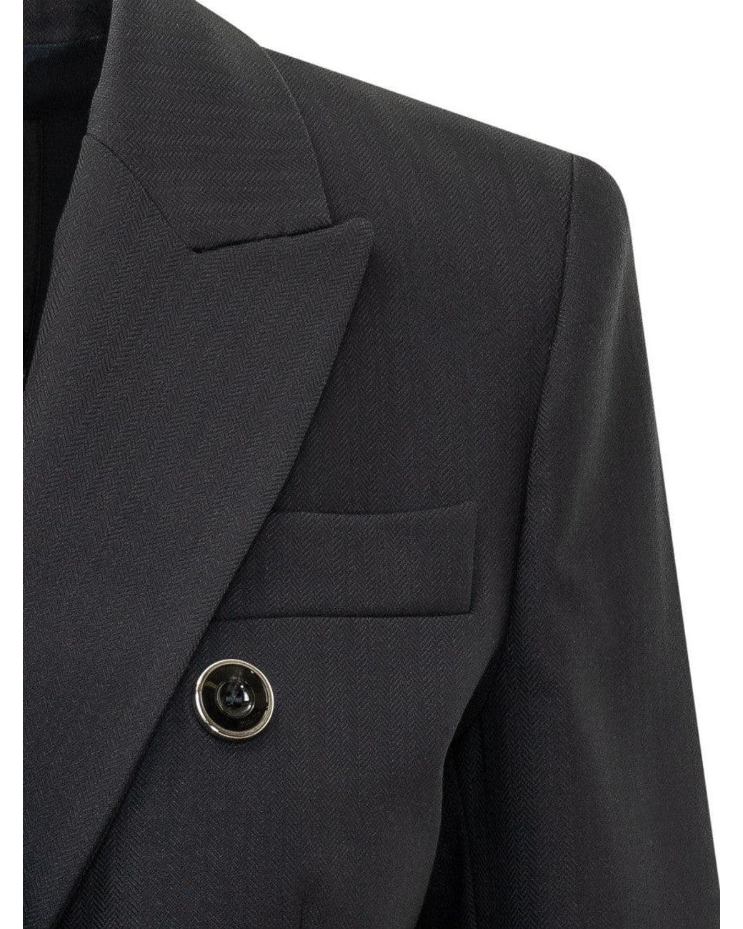 Pinko Black Solid Notched Lapel Blazer