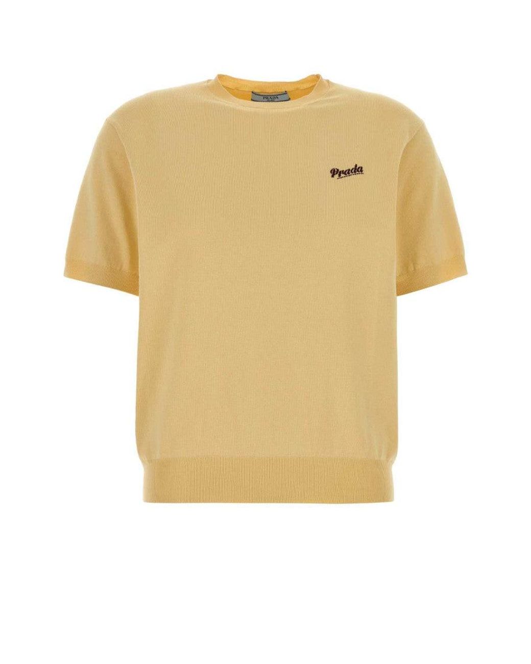Prada Yellow Logo Crew Neck Sweater