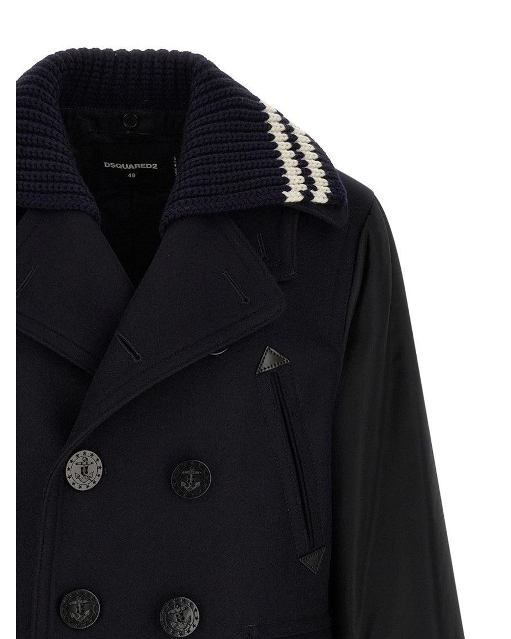 DSquared² Blue Double Breasted Coat for men