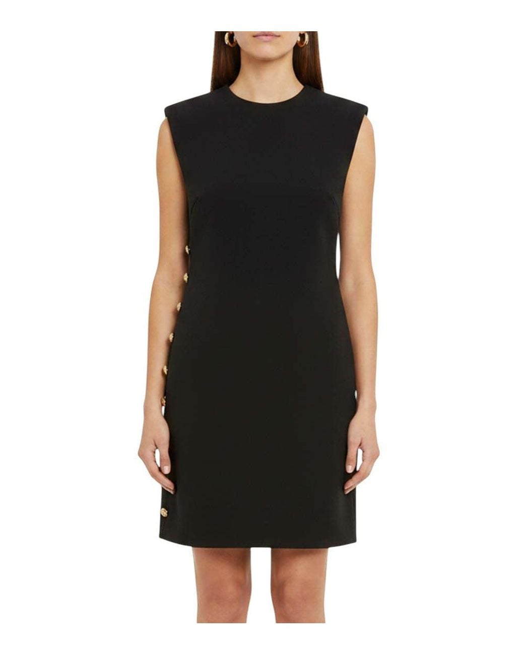 Versace Black Solid Crew Neck Mini Dress