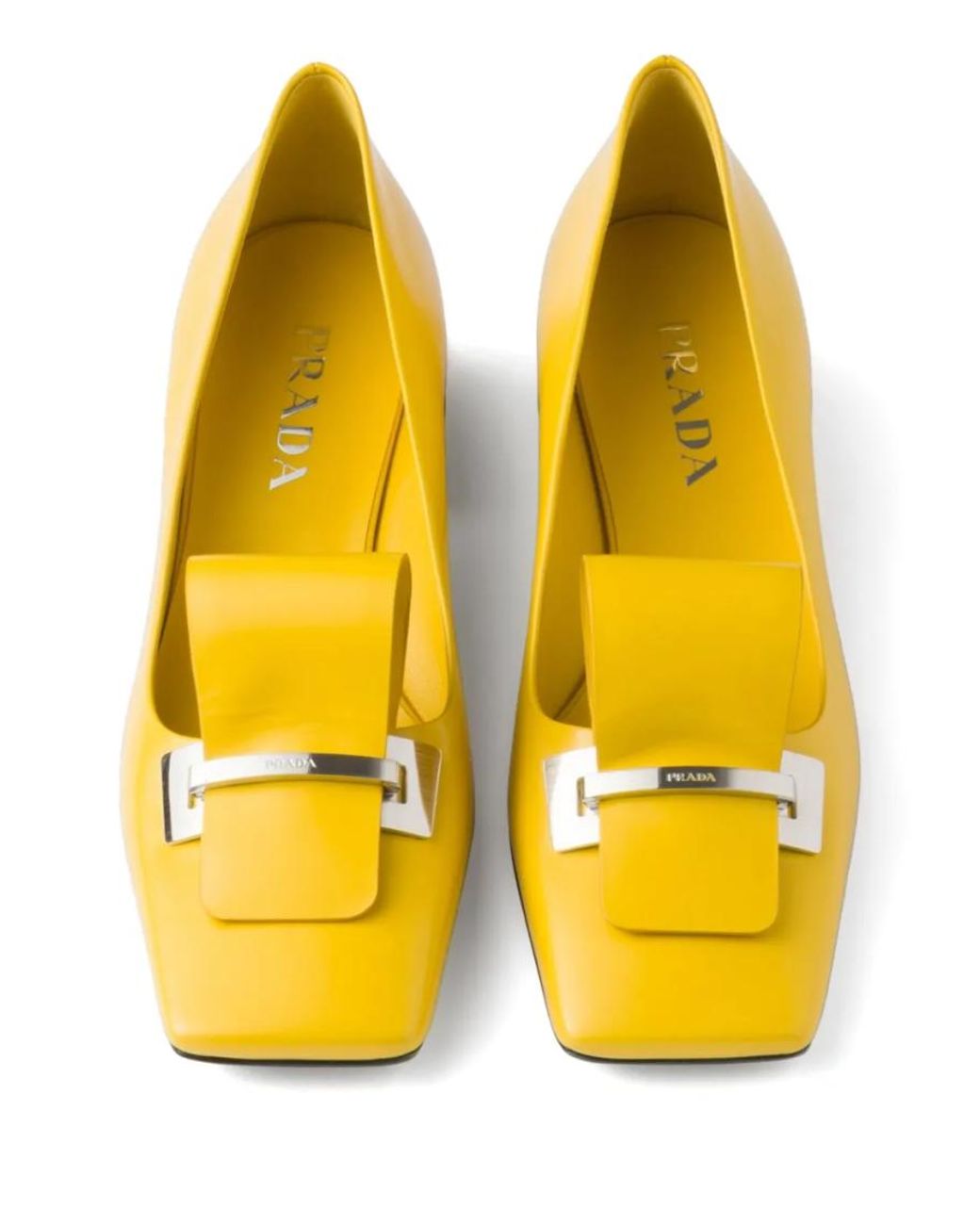 Prada Yellow 35Mm Brushed-Leather Pumps