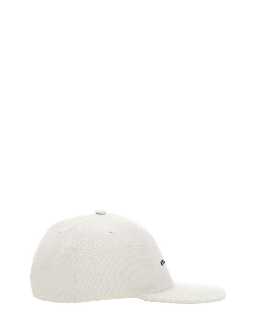Stella McCartney White Baseball Hat With Logo Embroidery Cotton