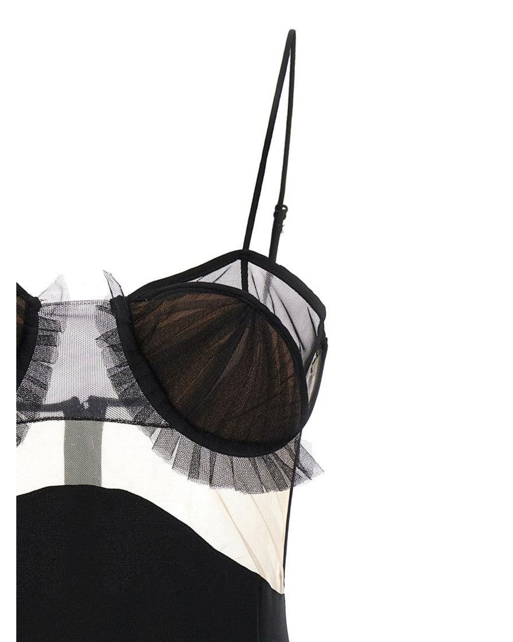 Nensi Dojaka Black Explosive Flower Bra Dress