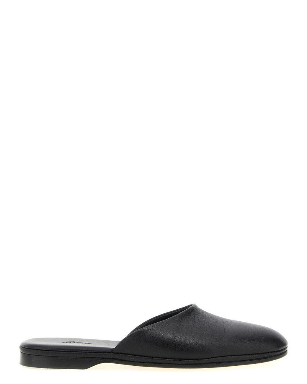 Brioni Black Leather Sabots