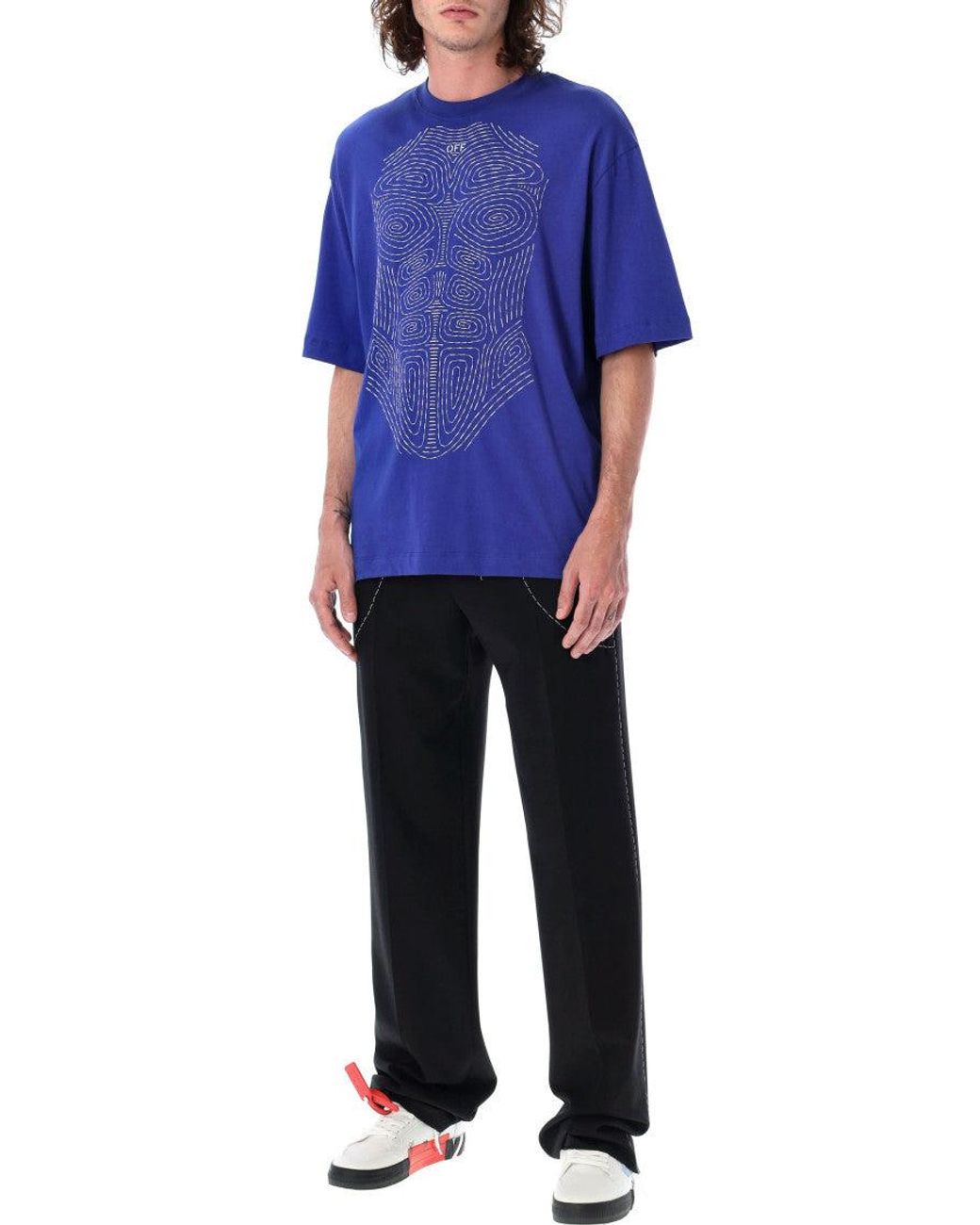 Off-White c/o Virgil Abloh Blue Logo T-Shirt for men