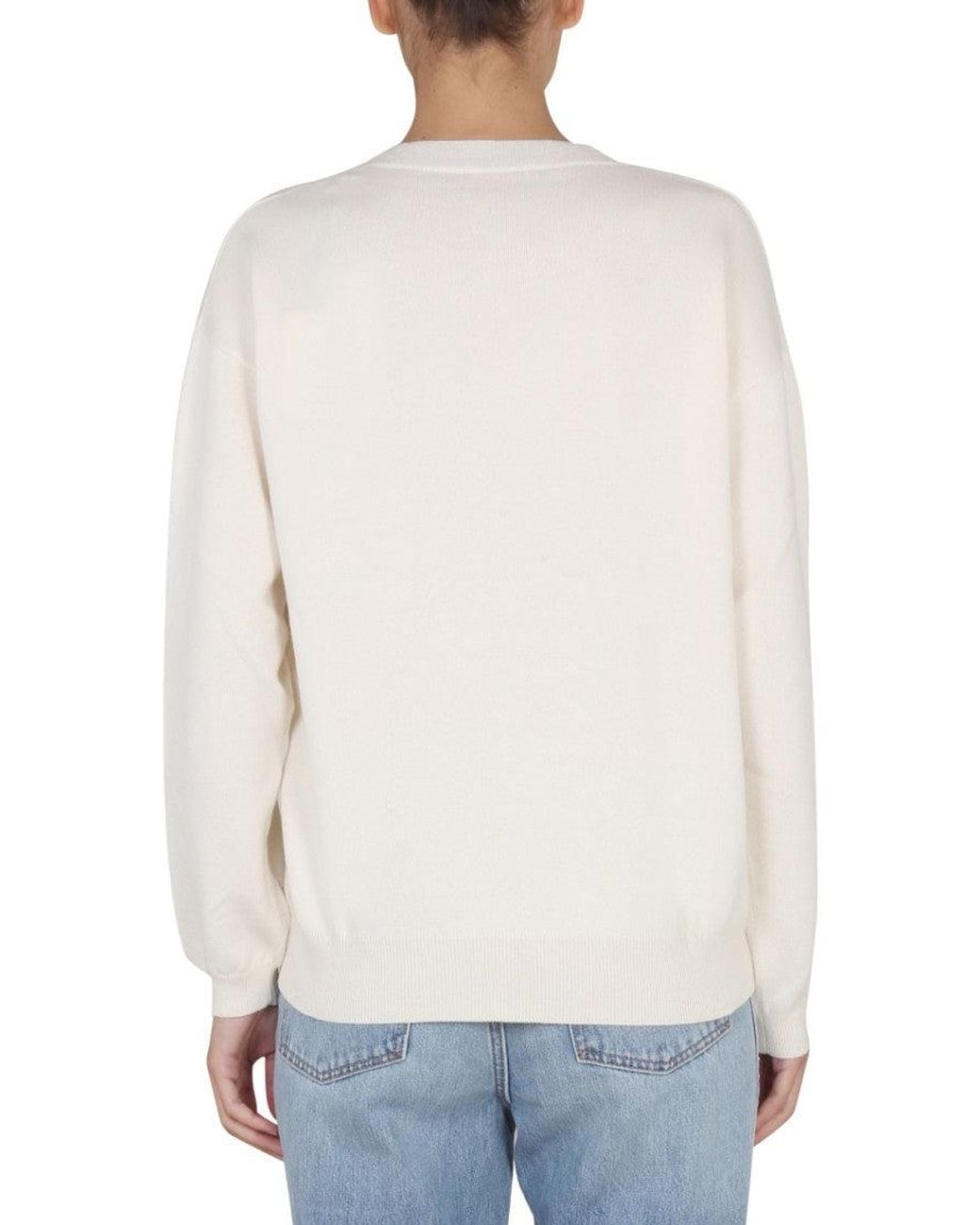 Ballantyne White Solid Crew Neck Sweater