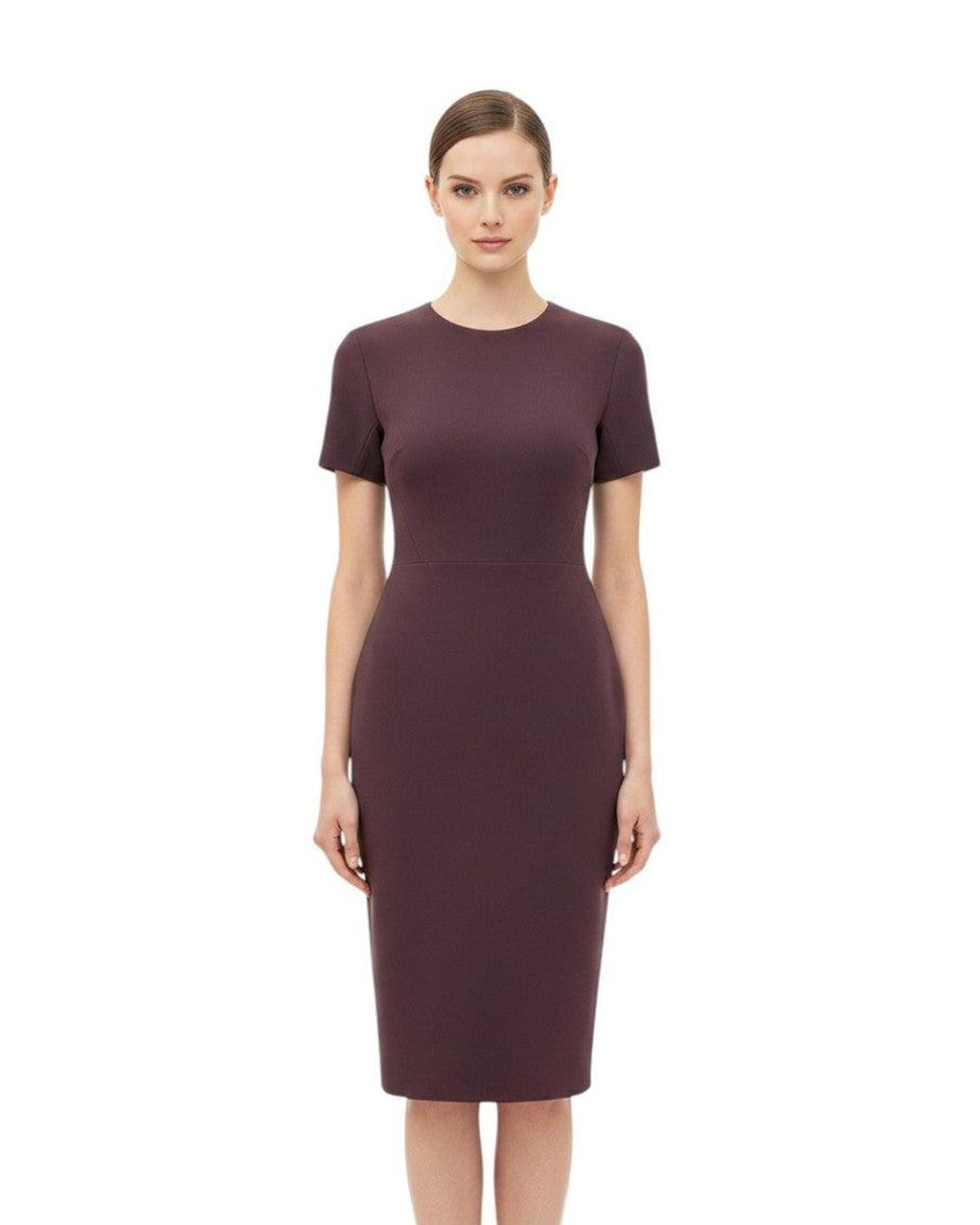 Victoria Beckham Purple Round Neck Midi Dress