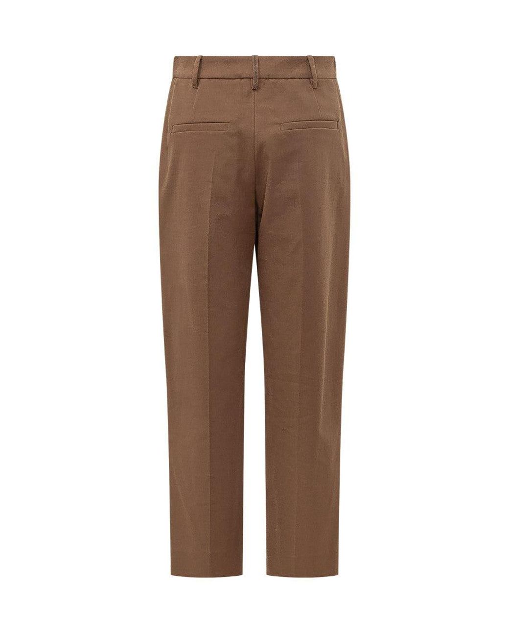 Brunello Cucinelli Brown Tailored Flat Front Pants