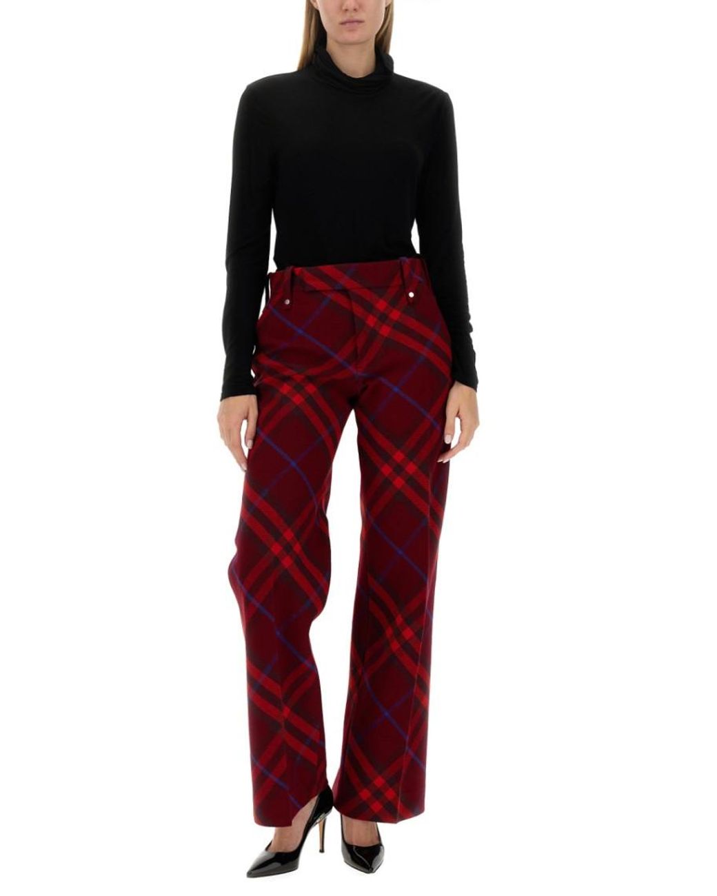 Burberry Red Regular Flat Front Pants