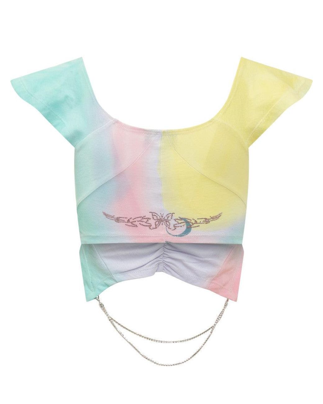 Collina Strada Blue Printed V Neck T-Shirt